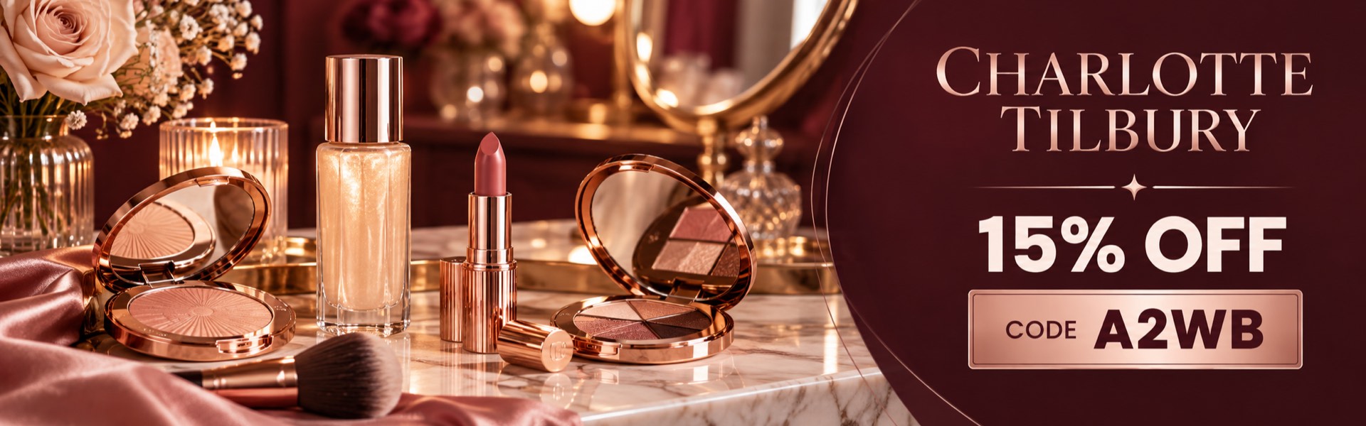 Charlotte Tilbury 15% off with code A2WB in Kuwait