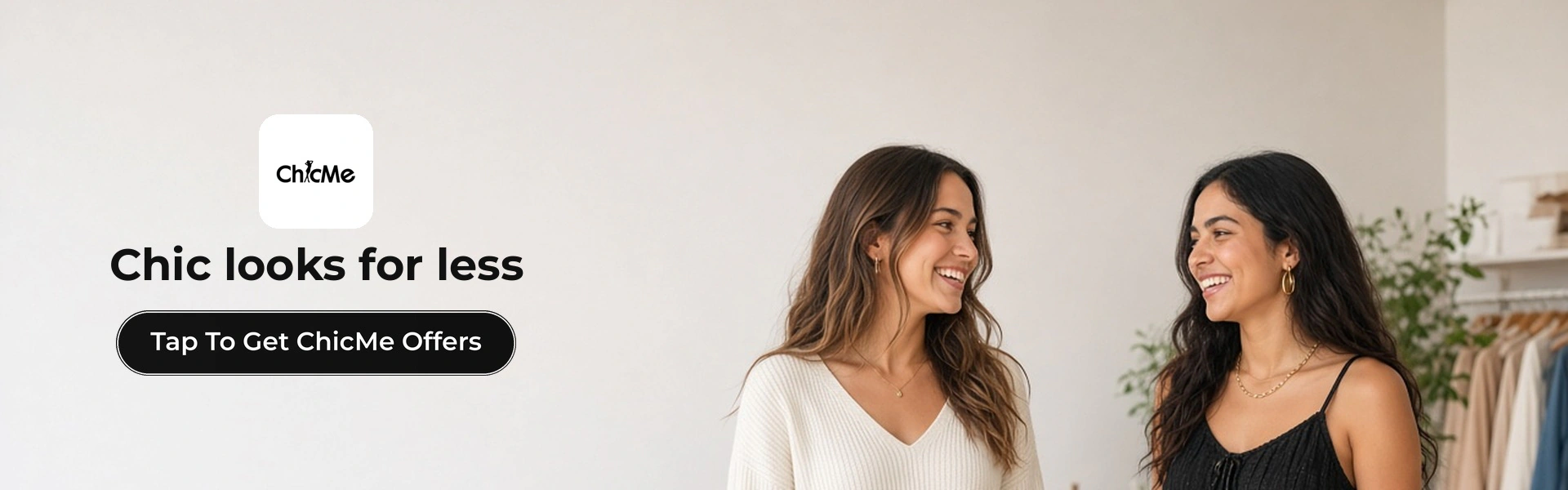 ChicMe deals banner with shoppers enjoying trendy outfits