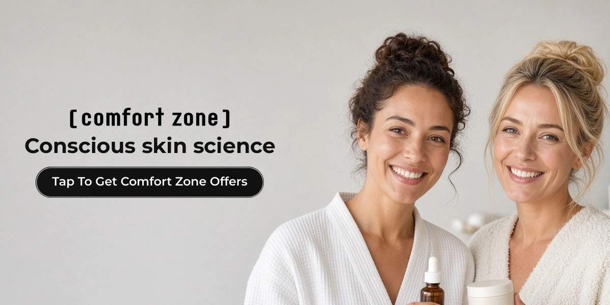 Comfort Zone deals banner with shoppers enjoying skincare
