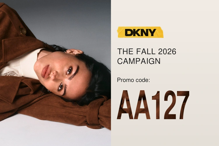 DKNY Fall 2026 campaign — promo code AA127.