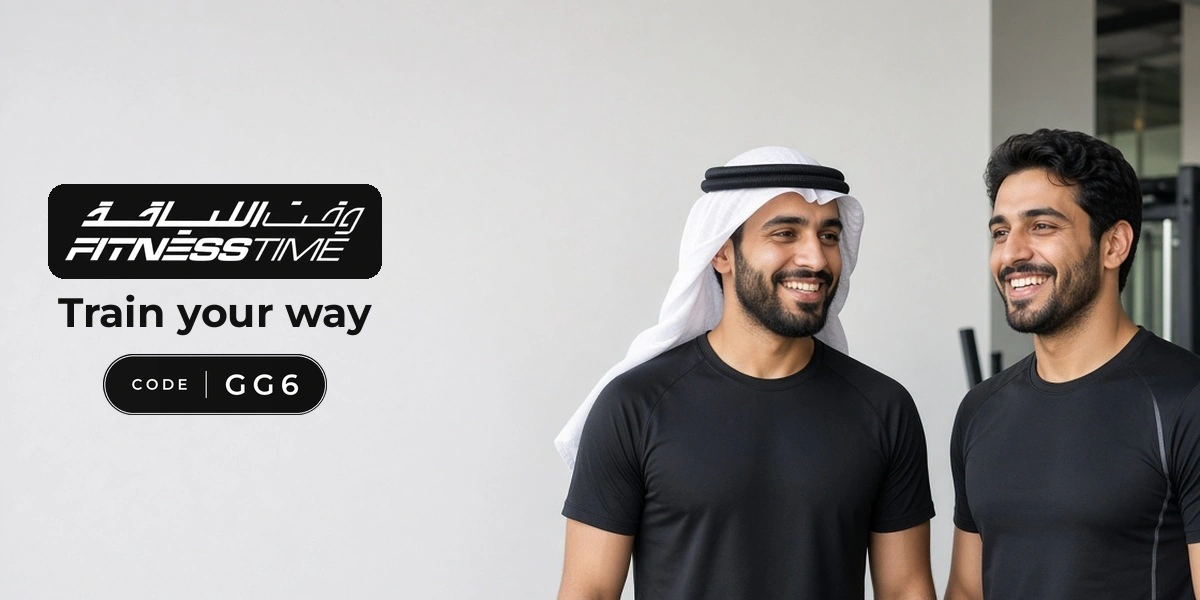 Fitness Time promo code GG6 banner with shoppers enjoying gym membership