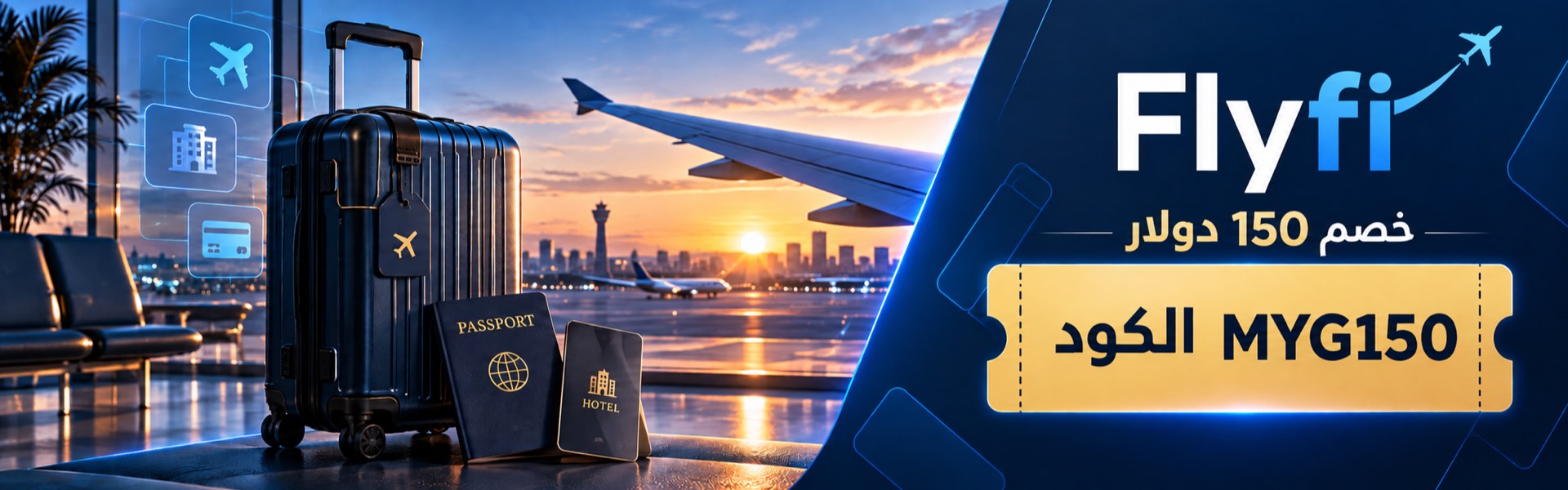خصم 150 دولار على حجوزات السفر من Flyfi بكود MYG150
