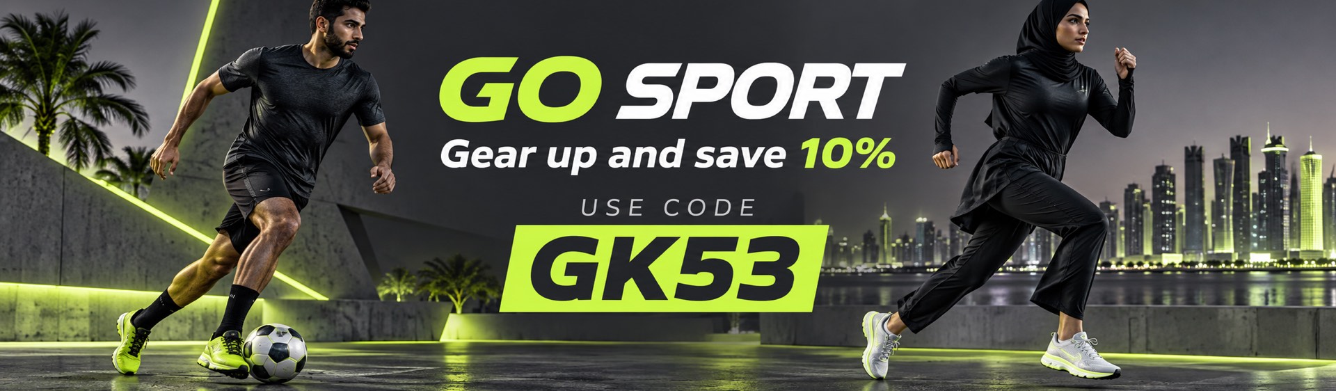 Go Sport 10% off sports gear with code GK53 in Qatar