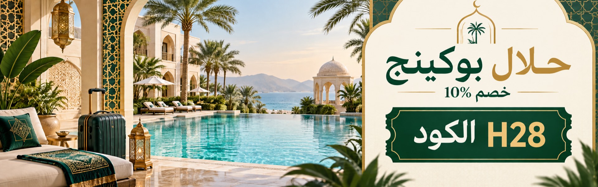 خصم 10% على الإقامات الحلال من حلال بوكينج بكود H28