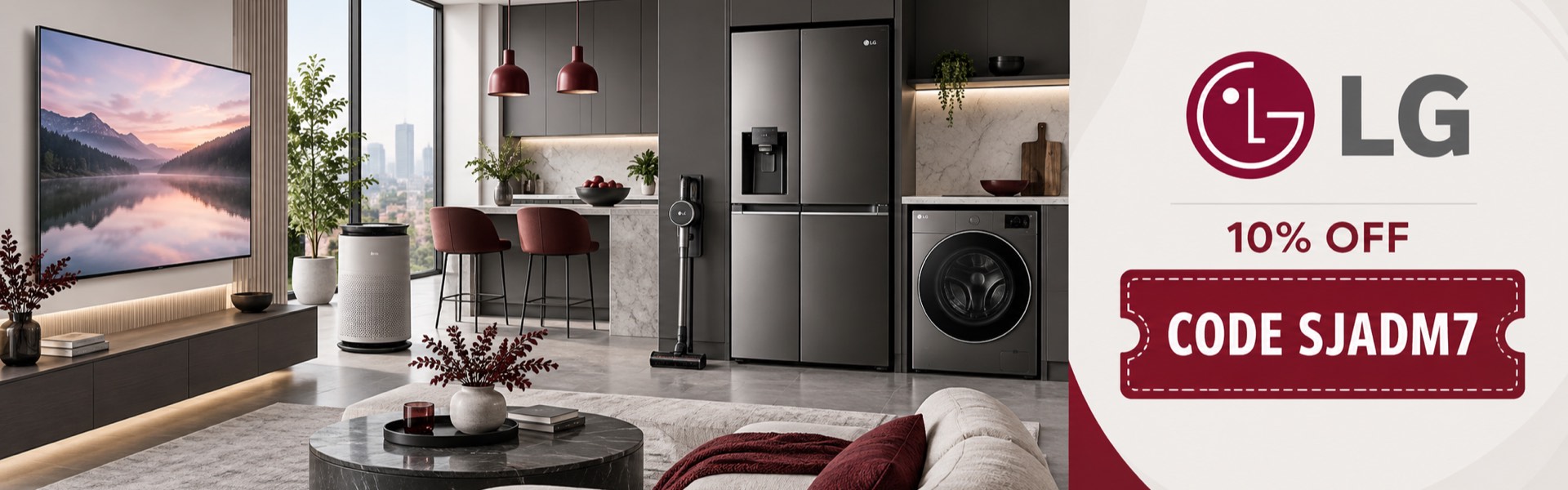 LG 10% off electronics and appliances with code SJADM7