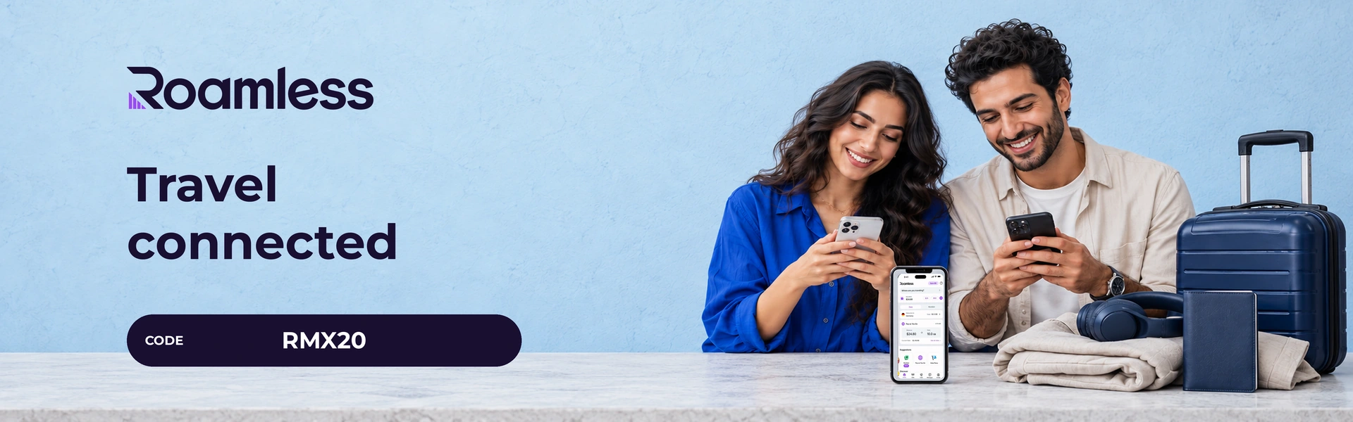 Roamless - 20% off travel eSIM with code RMX20