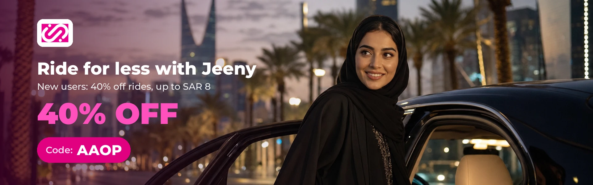 Jeeny - 40% off rides with code AAOP
