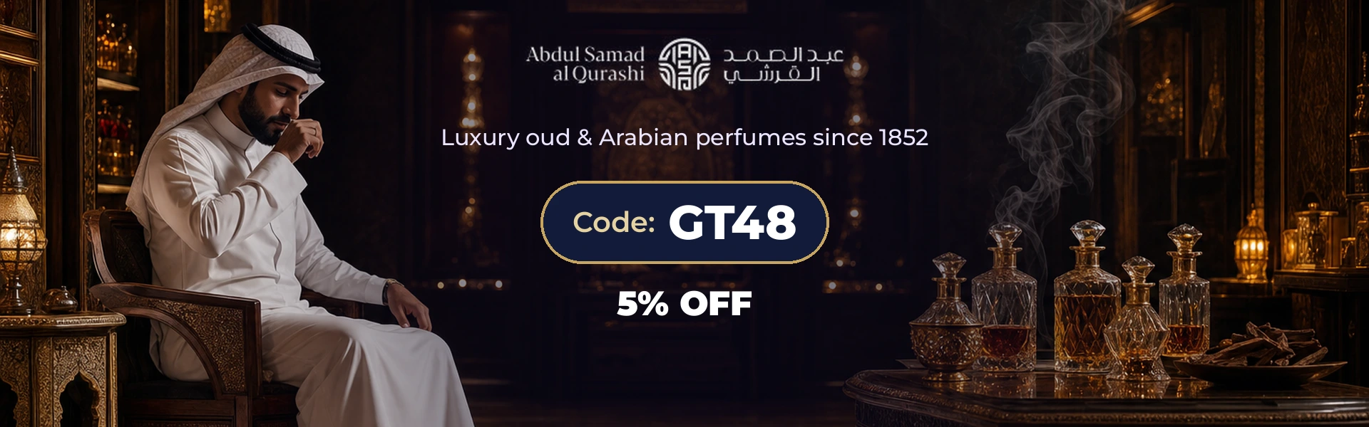Saudi perfume gifting with Abdul Samad Al Qurashi coupon GT48 for 5% off