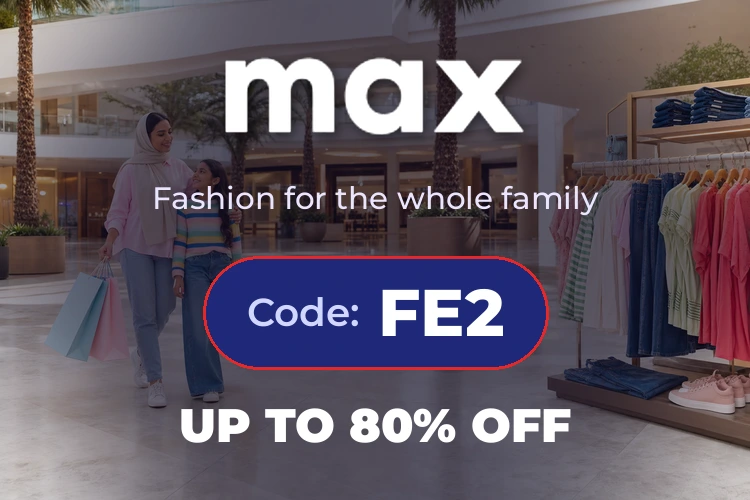 Max Fashion promo code FE2 homepage banner
