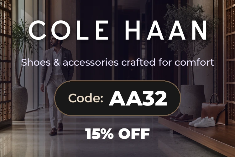 Cole Haan promo code AA32 homepage banner