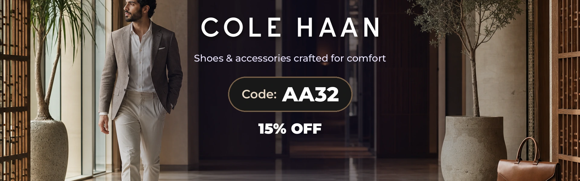 Cole Haan promo code AA32 homepage banner