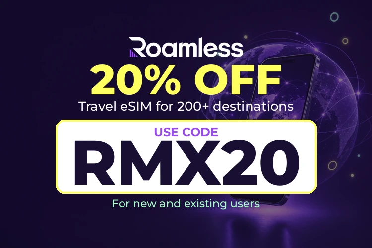 Roamless - 20% off travel eSIM with code RMX20