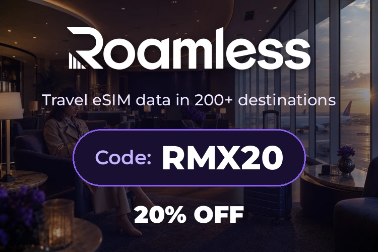Roamless - 20% off travel eSIM with code RMX20