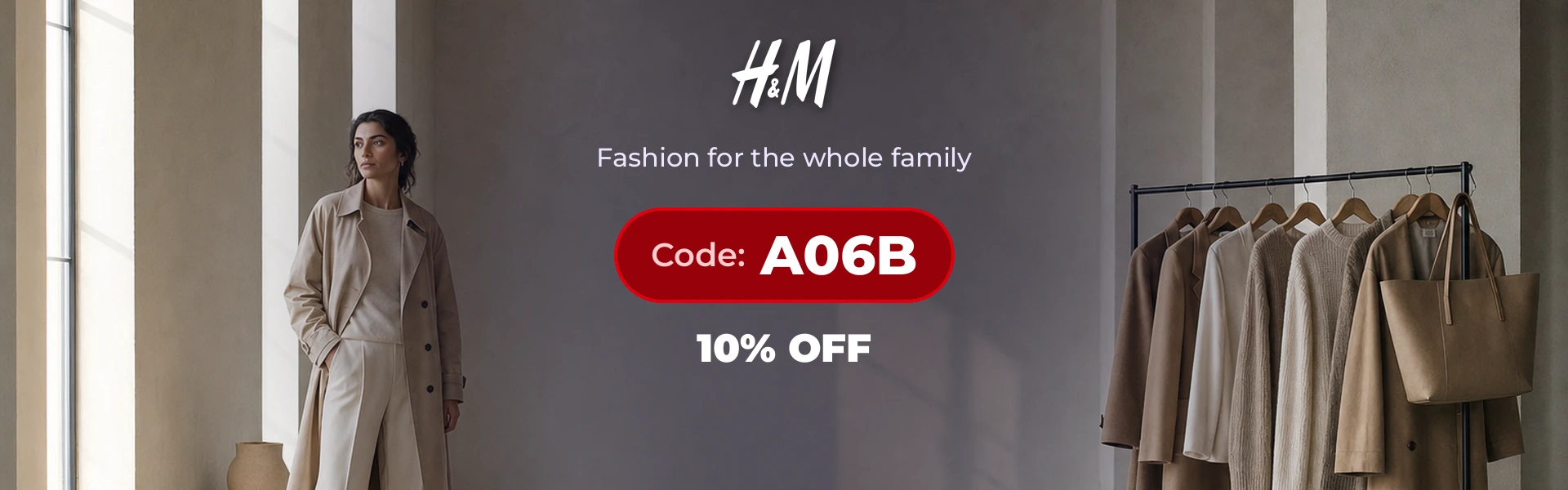 H&M promo code A06B homepage banner