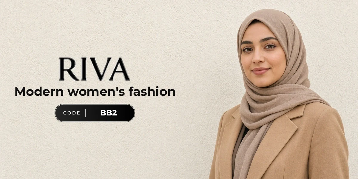 Riva promo code YALLA banner with shoppers enjoying fashion