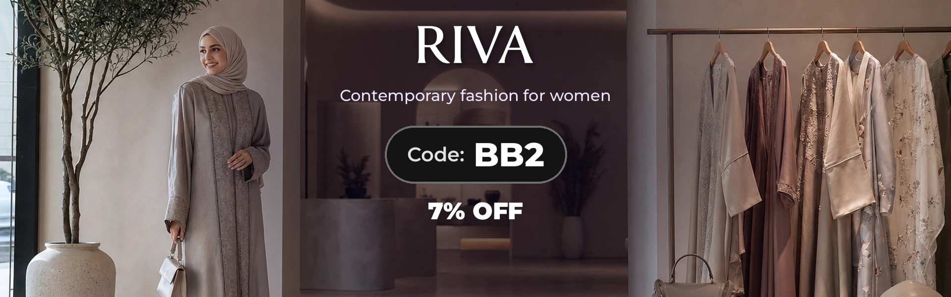 Riva Fashion promo code BB2 homepage banner